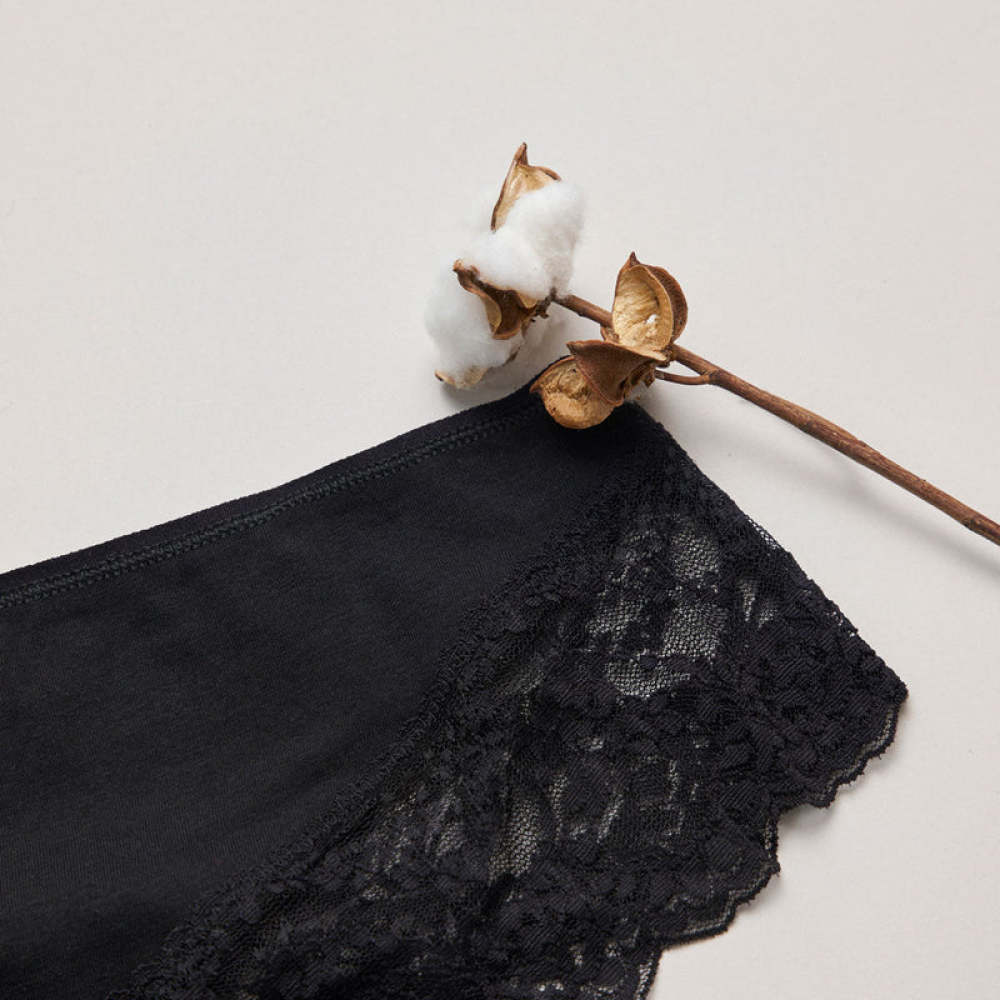 Hipster Panties mit Spitze aus Bio-Baumwolle Mix (Apricot/Grün/Schwarz)