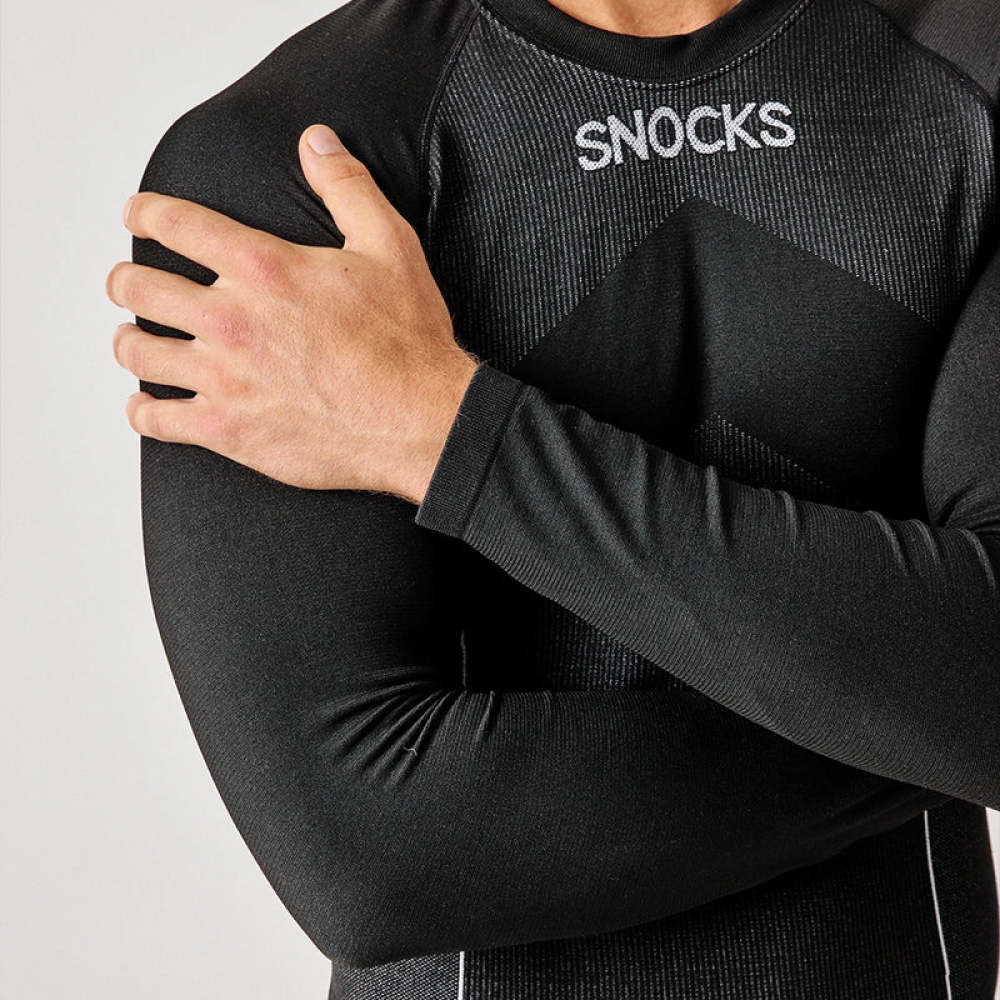 Thermounterwäsche Herren mit Daumenloch aus recyceltem Polyester Grau