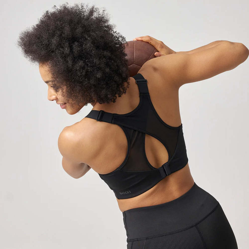 Sport-BH Mesh aus recyceltem Polyester Schwarz
