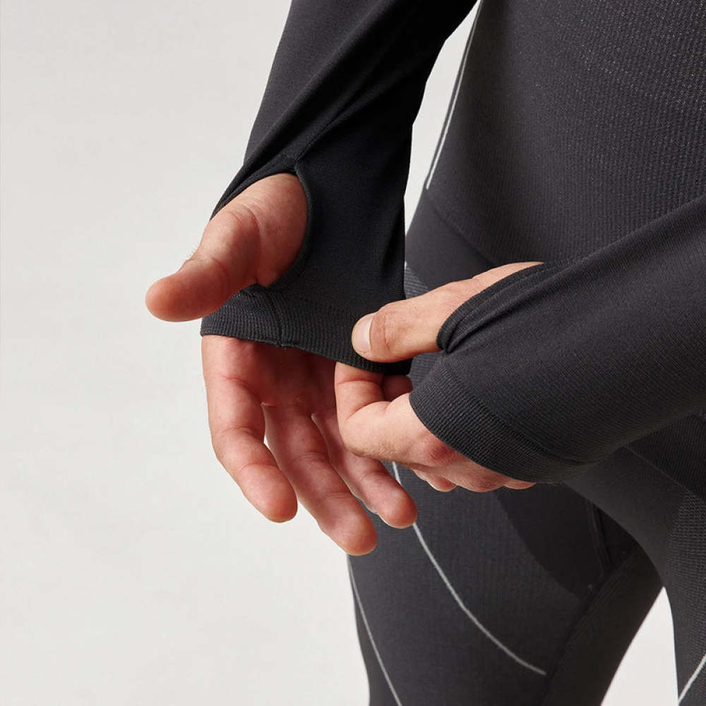 Thermounterwäsche Herren mit Daumenloch aus recyceltem Polyester Grau