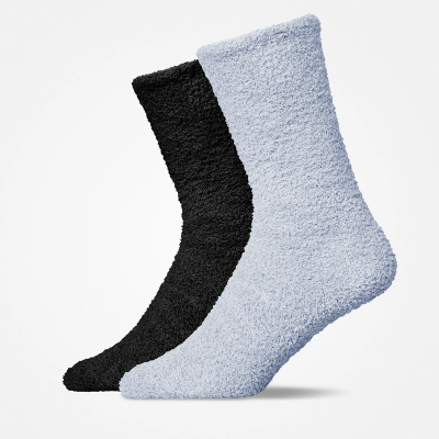 Kuschelsocken aus recyceltem Polyester Mix (Schwarz/Grau)