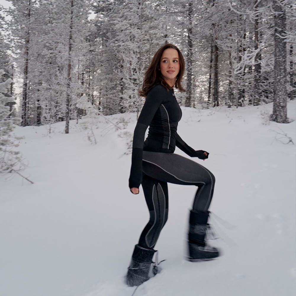 Thermounterwäsche Damen aus recyceltem Polyester Schwarz