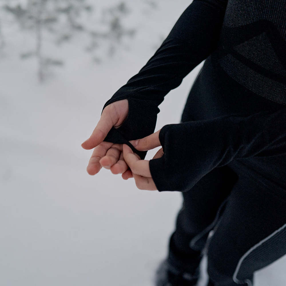 Thermounterwäsche Damen aus recyceltem Polyester Schwarz