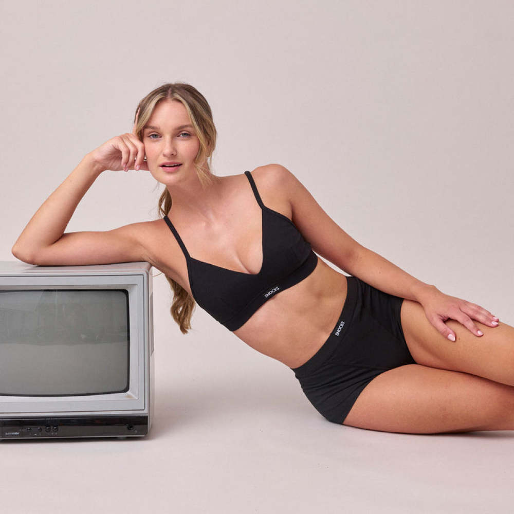 Retro Soft-BH aus Bio-Baumwolle Schwarz