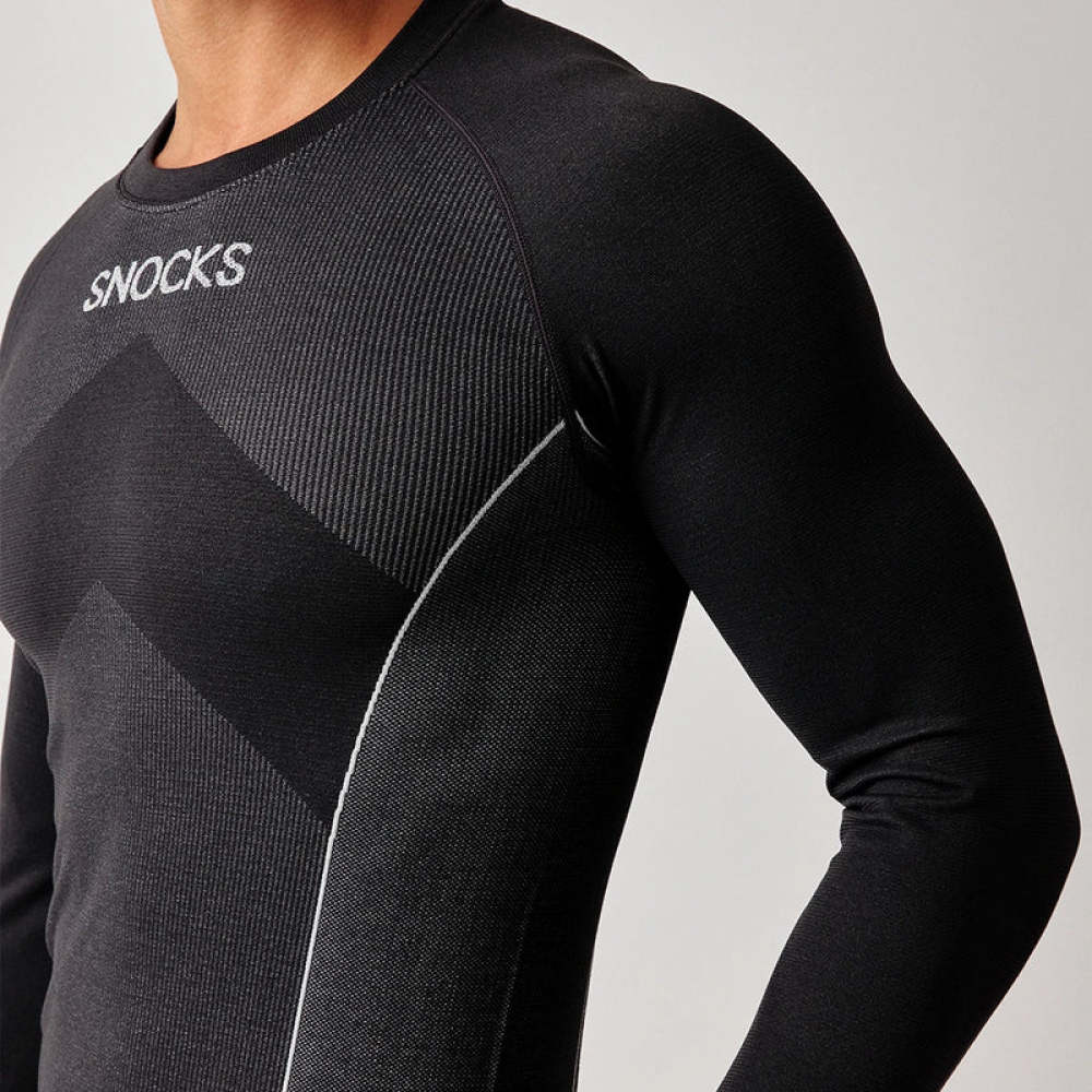 Thermounterwäsche Herren mit Daumenloch aus recyceltem Polyester Grau